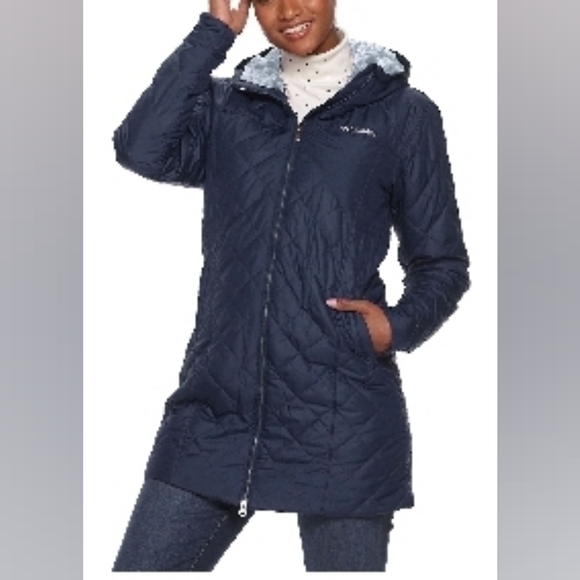Women's Columbia Copper Crest quilted Long Jacket, Small, color Dark Nocturnal - Picture 1 of 3